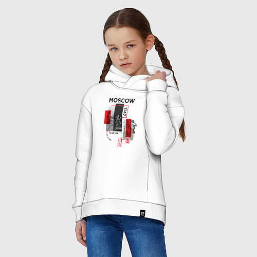 Детское худи оверсайз Москва коллаж / Белый – фото 3