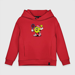 Толстовка оверсайз детская Счастливый теннисист, цвет: красный
