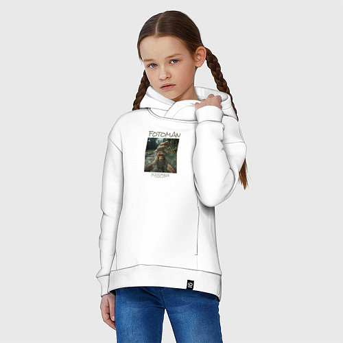 Детское худи оверсайз Фоточки превыше всего - обезьяна / Белый – фото 3