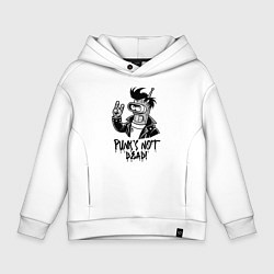 Толстовка оверсайз детская Bender - punks not dead motto, цвет: белый