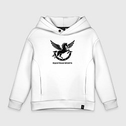 Толстовка оверсайз детская Конный спорт лошадиное лого, цвет: белый