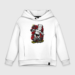 Толстовка оверсайз детская Барт с татуировками, цвет: белый