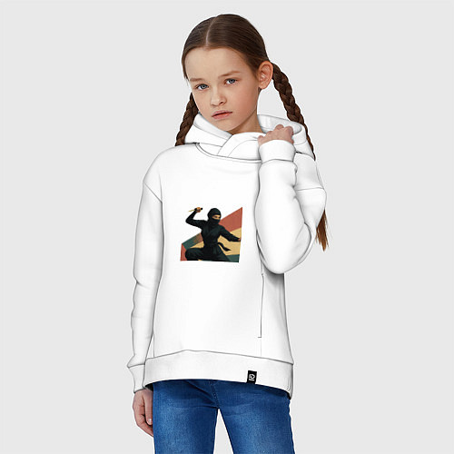 Детское худи оверсайз Ниндзя девушка / Белый – фото 3