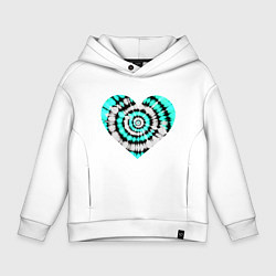 Толстовка оверсайз детская Сердце Тай Дай, цвет: белый