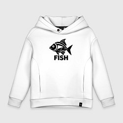 Толстовка оверсайз детская Рыба в стиле минимализм, цвет: белый
