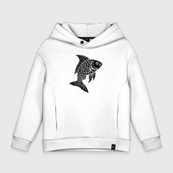 Толстовка оверсайз детская Чешуйчатая рыба, цвет: белый