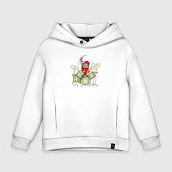 Толстовка оверсайз детская Drummer boy, цвет: белый