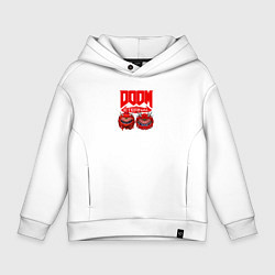 Толстовка оверсайз детская Doom кака демон, цвет: белый