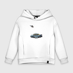 Толстовка оверсайз детская Летающее такси ретрофутуризм стримлайн, цвет: белый
