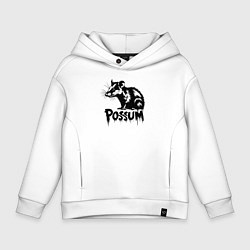 Толстовка оверсайз детская Опоссум в стиле граффити, цвет: белый