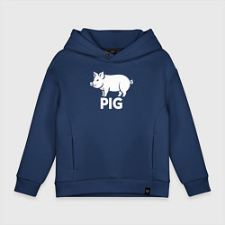 Толстовка оверсайз детская Городская Свинья, цвет: тёмно-синий