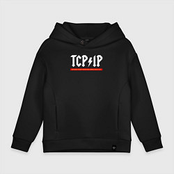 Толстовка оверсайз детская TCP IP connecting people since 1972, цвет: черный