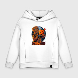 Толстовка оверсайз детская Хэллоуин пугало, цвет: белый