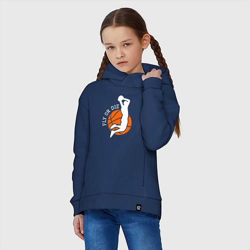 Детское худи оверсайз Лети или умри / Тёмно-синий – фото 3