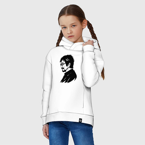 Детское худи оверсайз Хаяо Миядзаки в профиль / Белый – фото 3