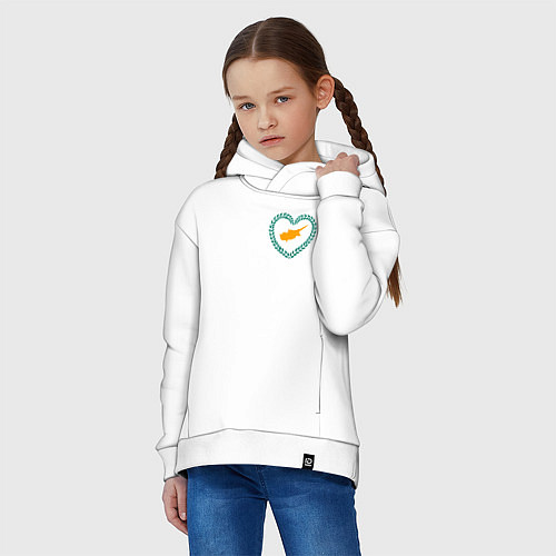 Детское худи оверсайз Кипр в сердечке / Белый – фото 3
