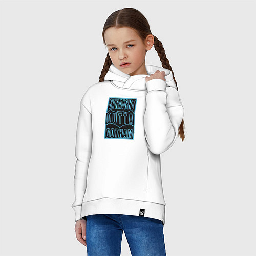 Детское худи оверсайз Straight outta Gotham / Белый – фото 3