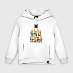 Толстовка оверсайз детская BTS группа из корги, цвет: белый