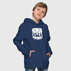 Толстовка оверсайз детская Олень в новогоднем лесу, цвет: тёмно-синий — фото 2