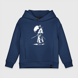 Толстовка оверсайз детская Профиль самурая, цвет: тёмно-синий