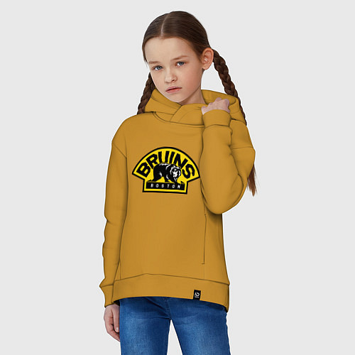 Детское худи оверсайз HC Boston Bruins Label / Горчичный – фото 3