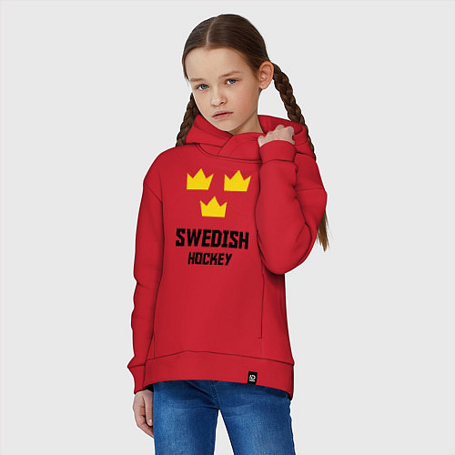 Детское худи оверсайз Swedish Hockey / Красный – фото 3