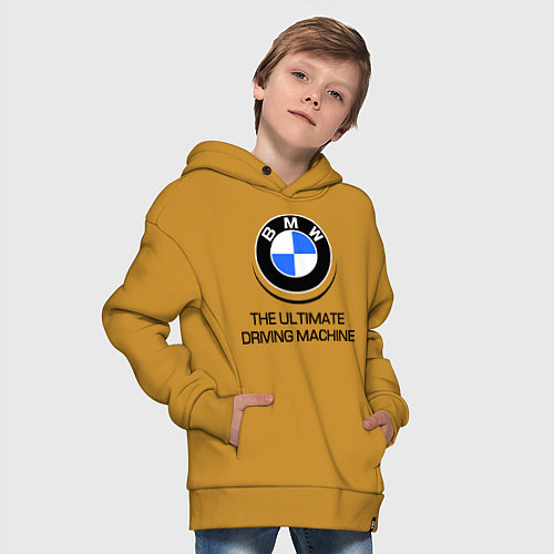 Детское худи оверсайз BMW Driving Machine / Горчичный – фото 4