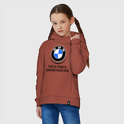 Толстовка оверсайз детская BMW Driving Machine, цвет: кирпичный — фото 2