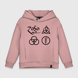 Толстовка оверсайз детская Led Zeppelin: symbols, цвет: пыльно-розовый