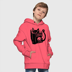 Толстовка оверсайз детская Кот с книгой, цвет: коралловый — фото 2