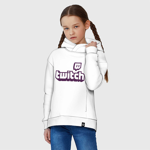 Детское худи оверсайз Twitch Logo / Белый – фото 3