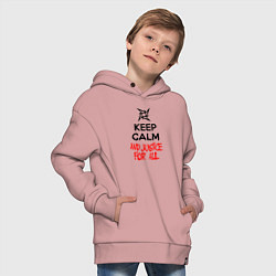 Толстовка оверсайз детская Keep Calm & Justice For All, цвет: пыльно-розовый — фото 2