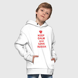 Толстовка оверсайз детская Keep Calm & Love Russia, цвет: белый — фото 2