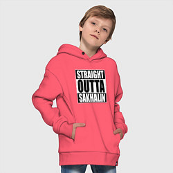 Толстовка оверсайз детская Straight Outta Sakhalin, цвет: коралловый — фото 2