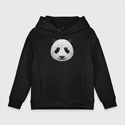 Толстовка оверсайз детская Полигональная панда, цвет: черный