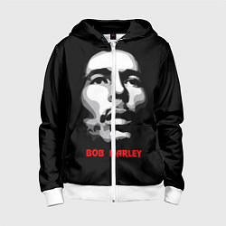 Толстовка на молнии детская Bob Marley Face, цвет: 3D-белый