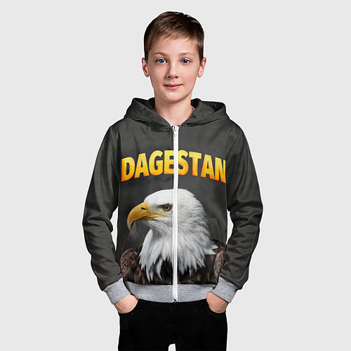 Детская толстовка на молнии Dagestan Eagle / 3D-Меланж – фото 3