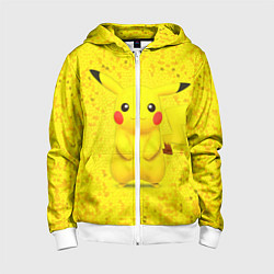Толстовка на молнии детская Pikachu, цвет: 3D-белый