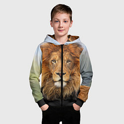 Толстовка на молнии детская Красавец лев, цвет: 3D-черный — фото 2