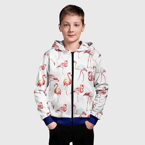 Детская толстовка на молнии Действия фламинго / 3D-Синий – фото 3