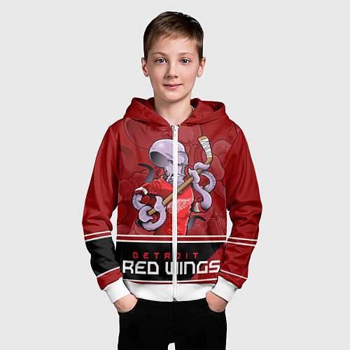 Детская толстовка на молнии Detroit Red Wings / 3D-Белый – фото 3