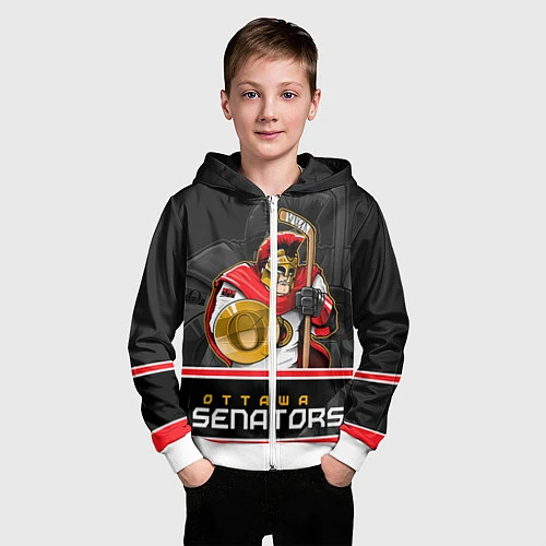 Детская толстовка на молнии Ottawa Senators / 3D-Белый – фото 3