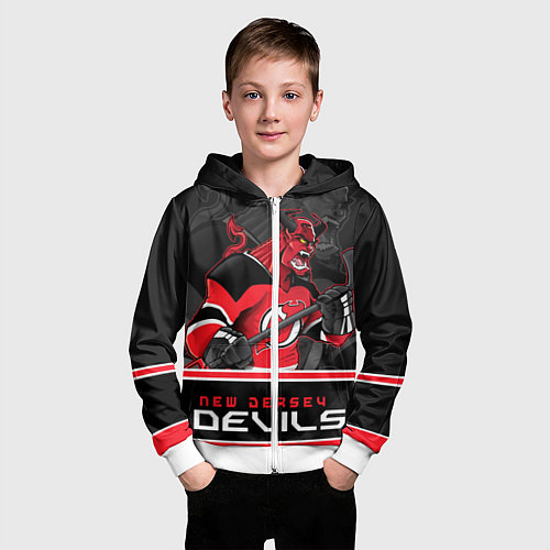 Детская толстовка на молнии New Jersey Devils / 3D-Белый – фото 3