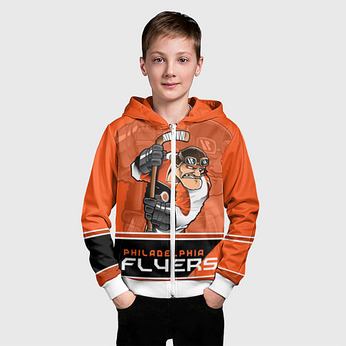 Детская толстовка на молнии Philadelphia Flyers / 3D-Белый – фото 3