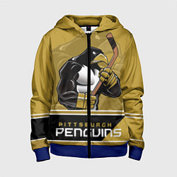 Толстовка на молнии детская Pittsburgh Penguins, цвет: 3D-синий