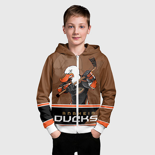 Детская толстовка на молнии Anaheim Ducks / 3D-Белый – фото 3