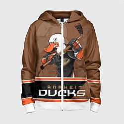 Толстовка на молнии детская Anaheim Ducks, цвет: 3D-белый