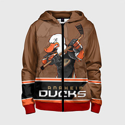 Толстовка на молнии детская Anaheim Ducks, цвет: 3D-красный