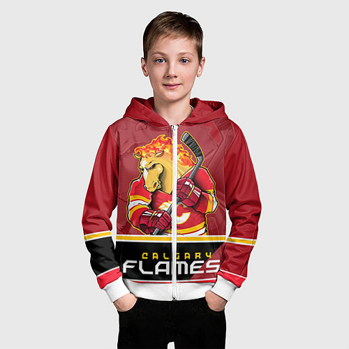 Детская толстовка на молнии Calgary Flames / 3D-Белый – фото 3