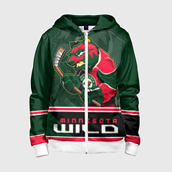 Толстовка на молнии детская Minnesota Wild, цвет: 3D-белый